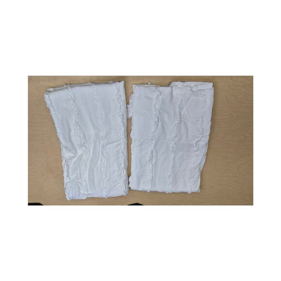 Simply Shabby Chic 50" x 84" White Ruffles Curtain Set Pair of 2 Panels - Picture 1 of 5